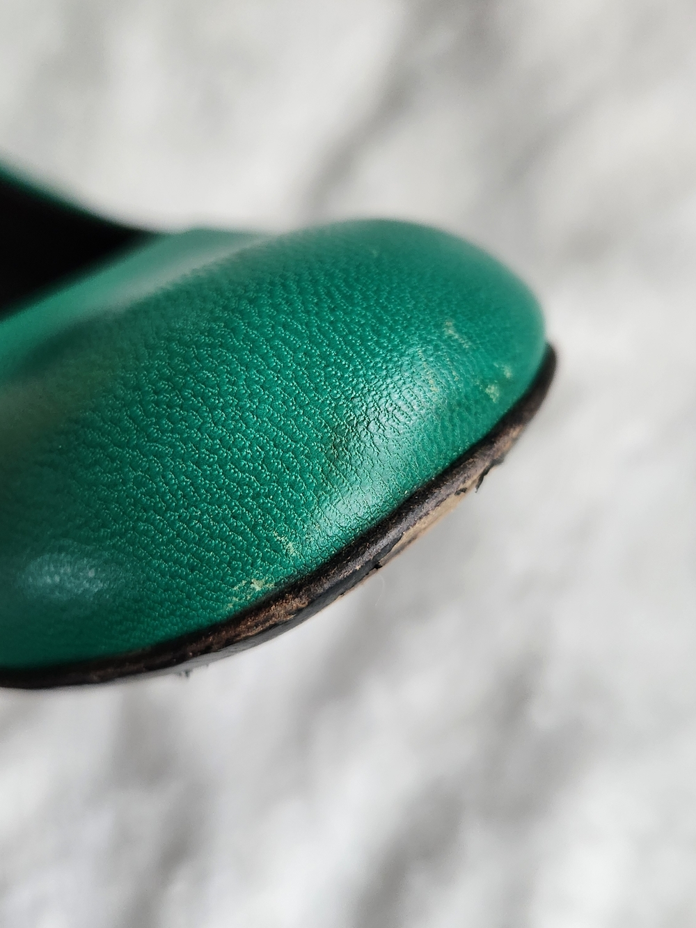 Vintage Gucci Green Leather High Heels Pumps Round Toe Shoes Size 38 US 8 - Picture 14 of 16